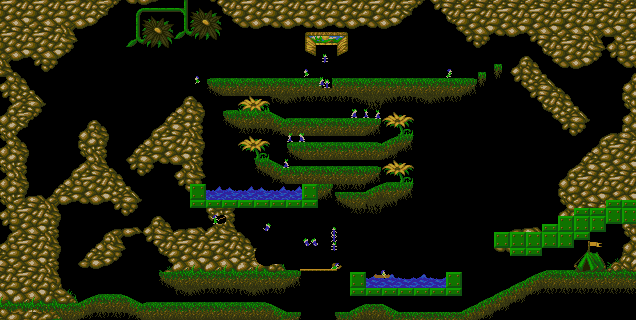 Overview: Lemmings 2: The Tribes, Amiga, Outdoor, 10 - Garden of Stone